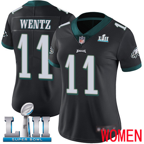 Women Philadelphia Eagles #11 Carson Wentz Black Alternate Vapor Untouchable NFL Jersey Limited Player Super->nfl t-shirts->Sports Accessory